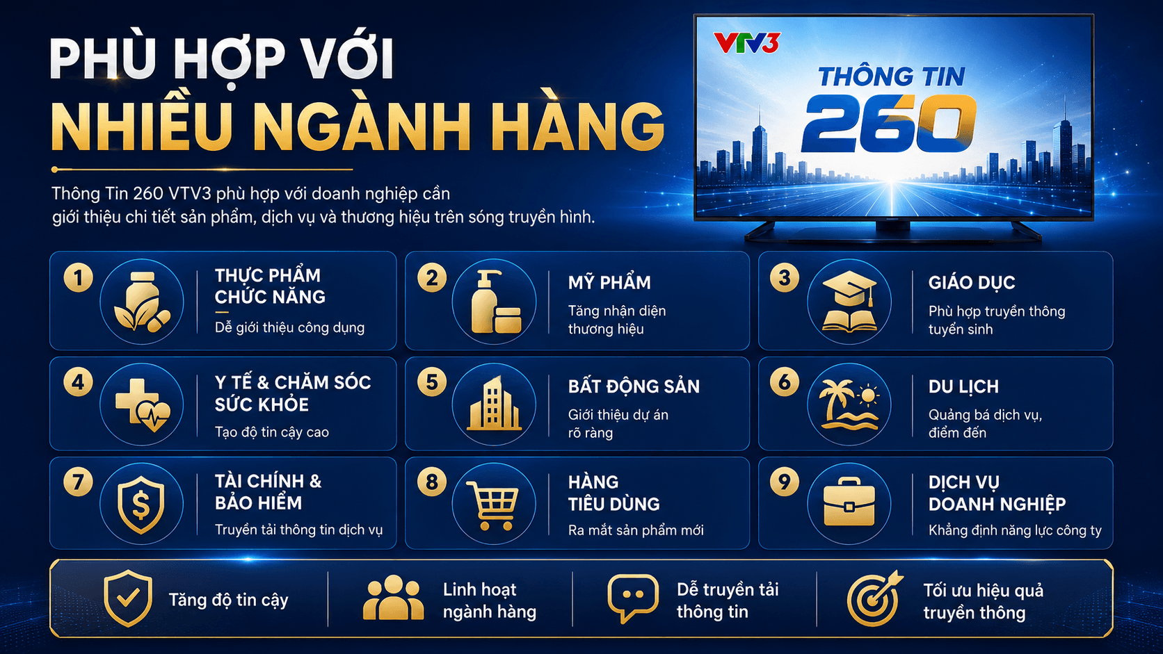 Phù hợp với nhiều ngành hàng