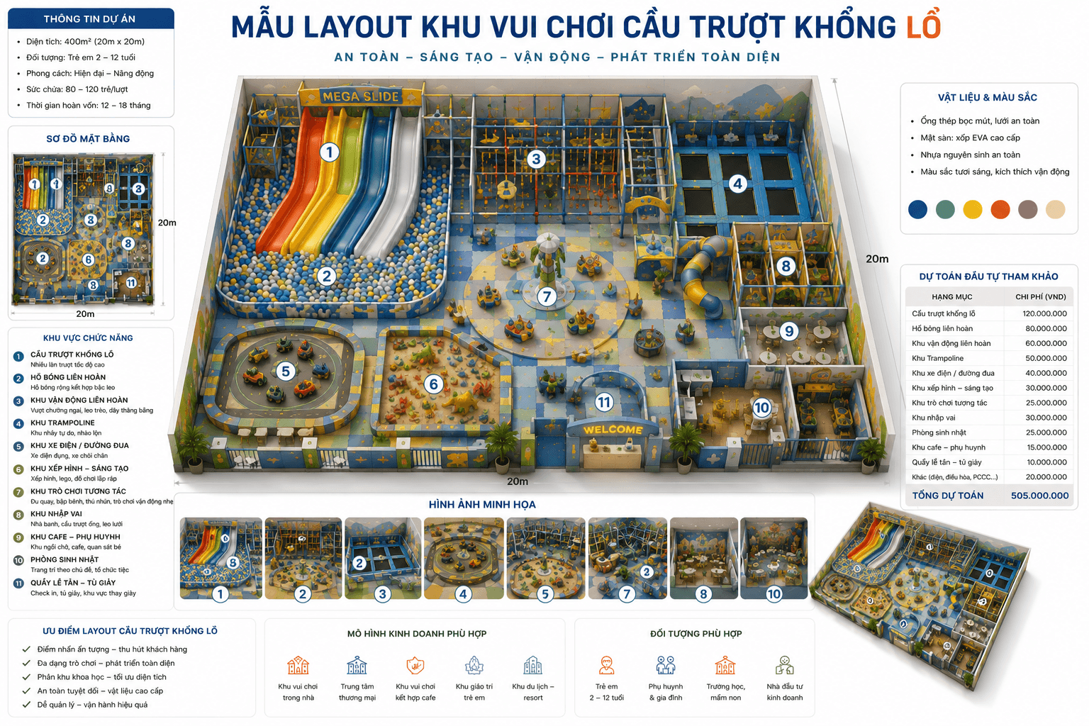 Mẫu thiết kế layout khu vui chơi Cầu Trượt Khổng Lồ
