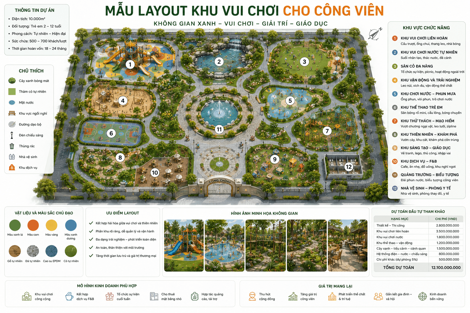 Mẫu thiết kế layout khu vui chơi Cho Công Viên