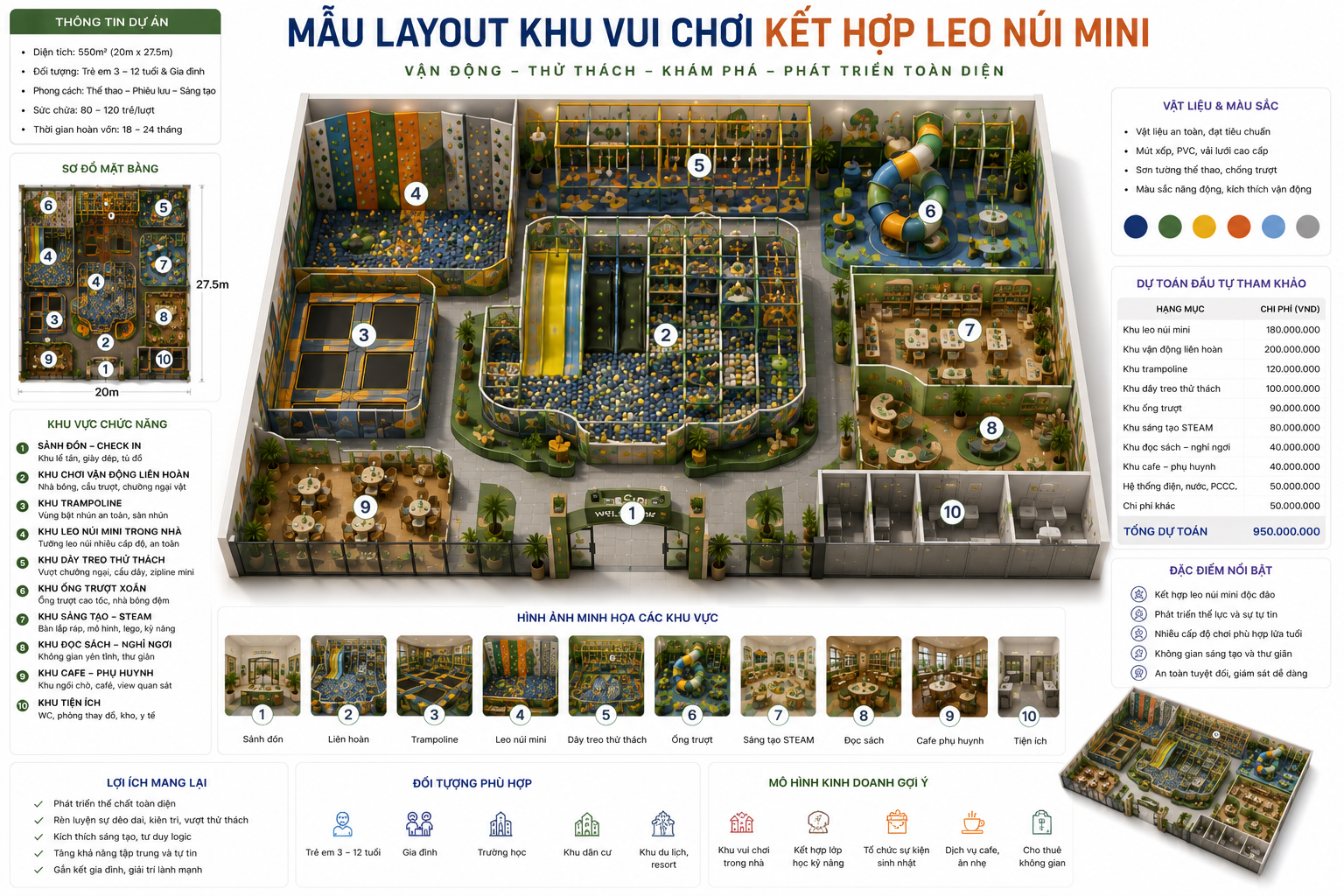 Mẫu thiết kế layout khu vui chơi Kết Hợp Leo Núi Mini