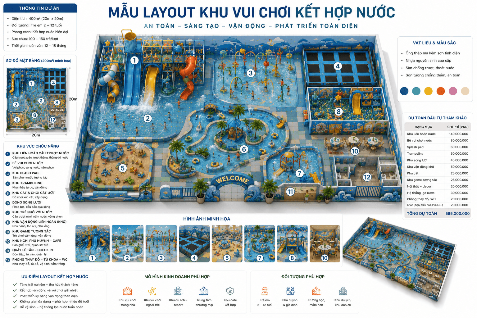 Mẫu thiết kế layout khu vui chơi Kết Hợp Nước