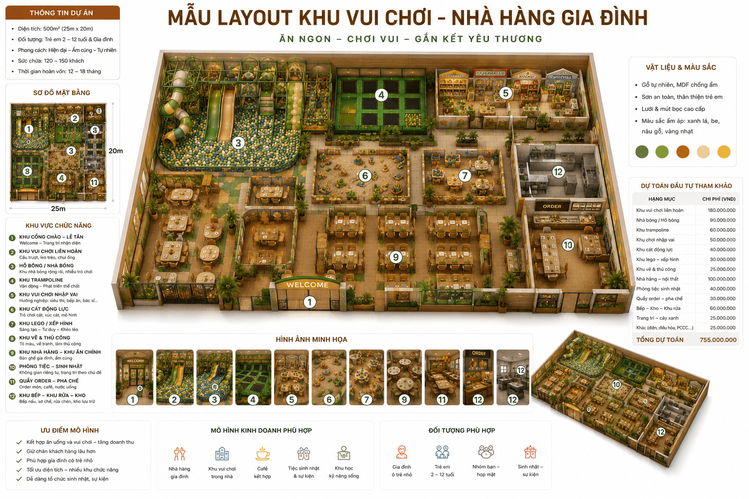 Mẫu thiết kế layout khu vui chơi Nhà Hàng Gia Đình