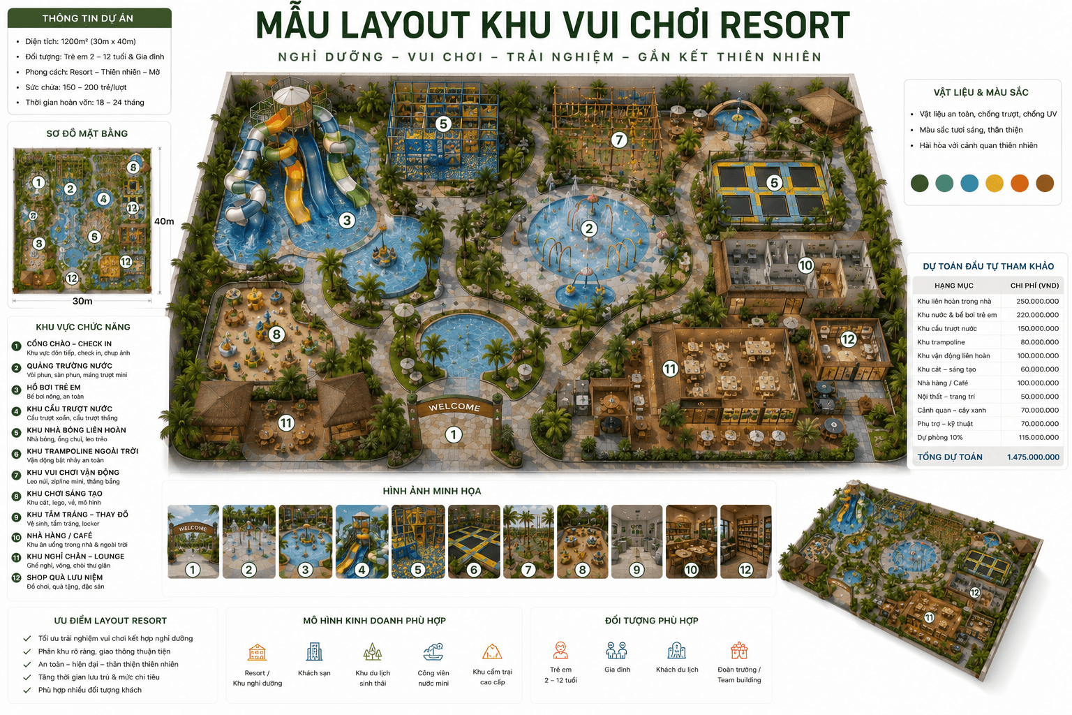 Mẫu thiết kế layout khu vui chơi Resort