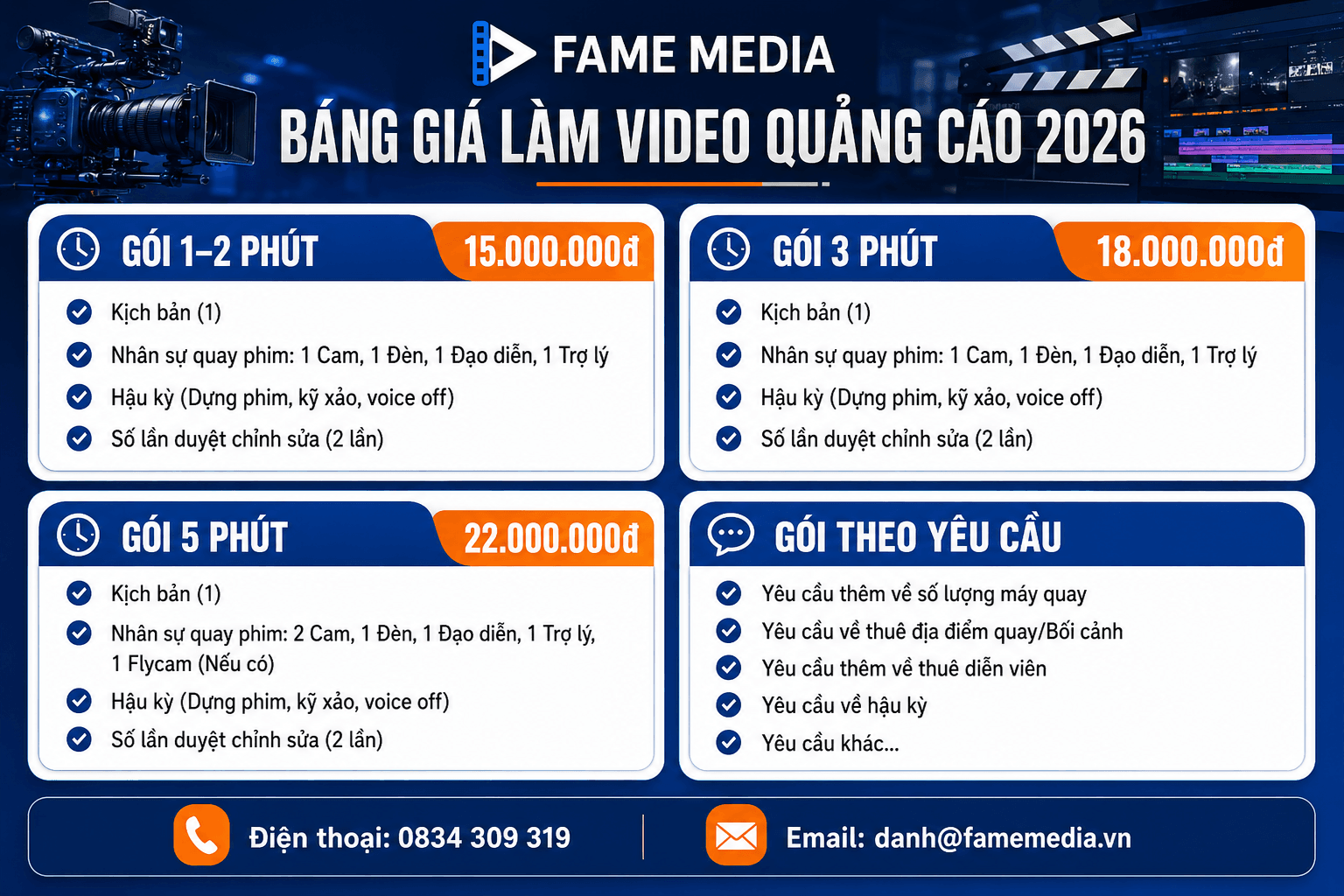 Bảng giá làm video quảng cáo 2026