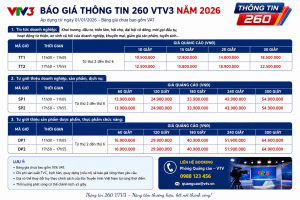 Bảng giá thông tin 260 VTV3