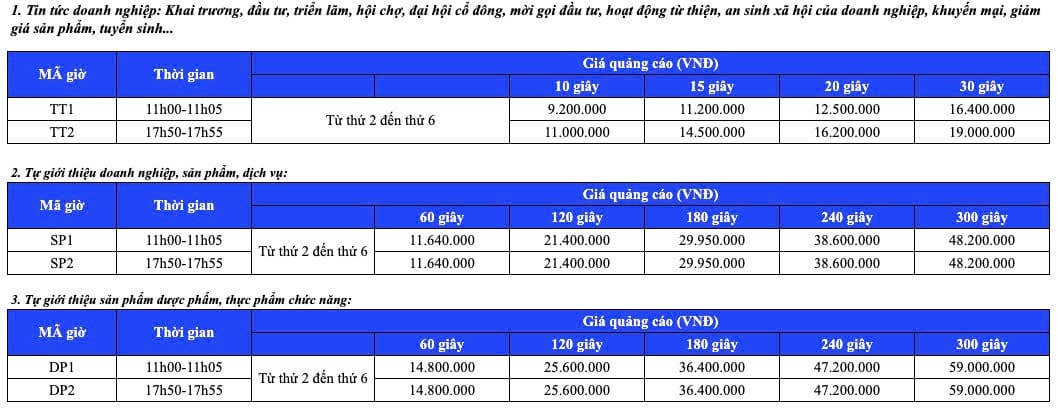 Báo giá thông tin 260