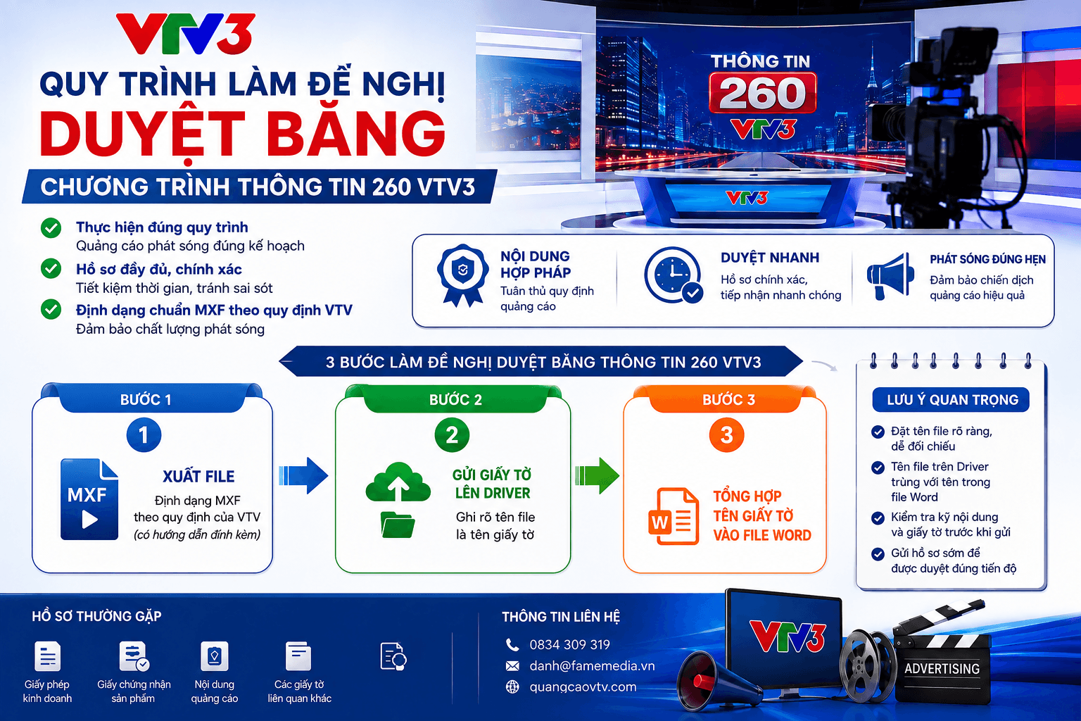 Quy định áp dụng duyệt băng chương trình Thông Tin 260